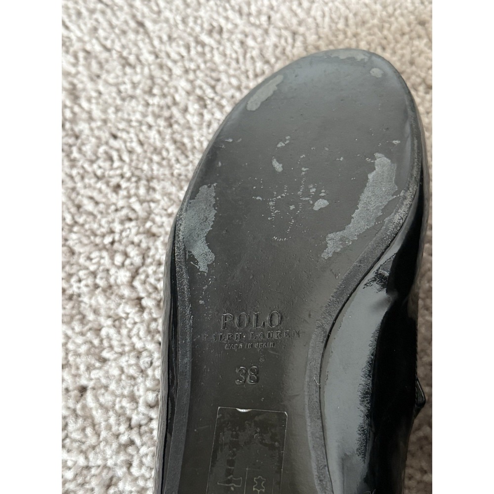 polo ralph lauren mary jane flats black Leather Size 38 7.5 Preppy Classic - Picture 6 of 6
